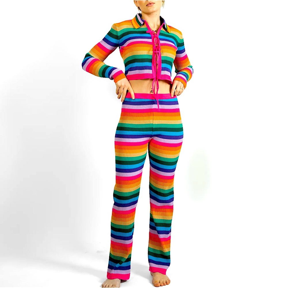 PSC Rainbow stripe knit top and trousers